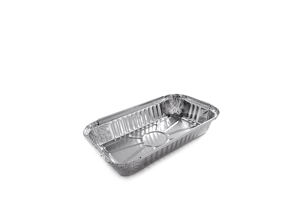 Aluschale, Alu-Menüschale, ungeteilt, hochstehender Rand für Alukarton-Deckel, 651 ml, 220 x 128 x 34 mm, Typ R87L